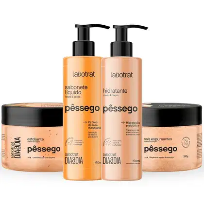Imagem do produto Kit Banho Premium Labotrat Pêssego Completo 4 Produtos C/ Sais Cheiro De Fruta Corpo E Rosto