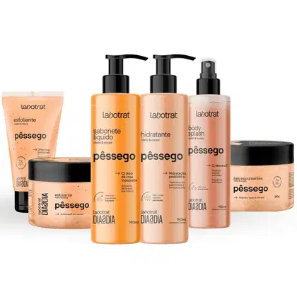 Imagem do produto Kit Banho Premium Labotrat Pêssego Completo 6 Produtos Corpo E Rosto Cheiro De Fruta Esfoliante