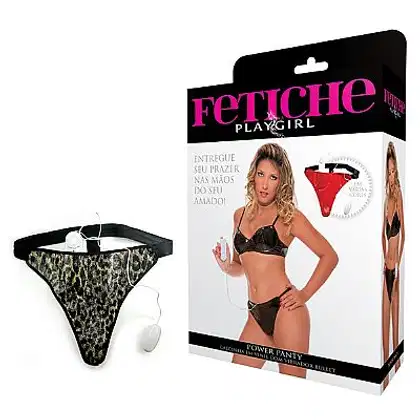 Imagem do produto Adão e Eva Playgirl Power Panty Estampa Onça - Calcinha em Vinil com Vibrador