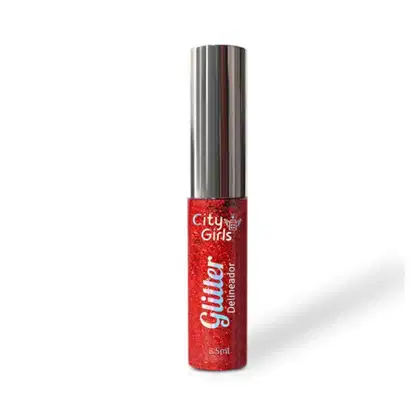Imagem do produto Delineador Líquido Glitter Colorido Vermelho City Girls