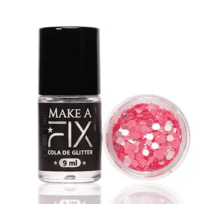 Imagem do produto Glitter Rosa Holo + Cola Make A Fix