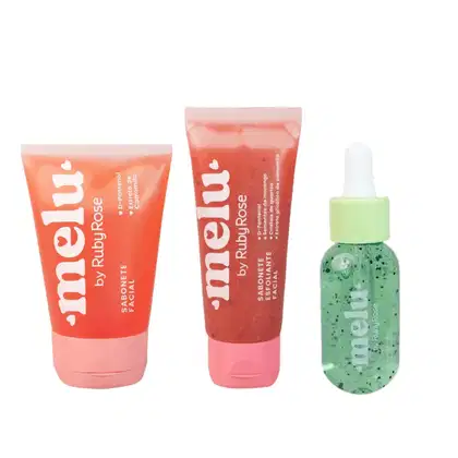 Imagem do produto Kit Cuidado Facial Melu by Ruby Rose 3 itens Sabonete, Sabonete Esfoliante e Sérum Cor:1 - Kiwi
