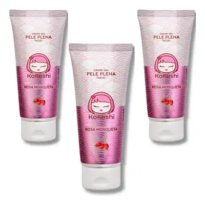 Imagem do produto Kit 3 Cremes Gel Facial Pele Plena Kokeshi Rosa Mosqueta