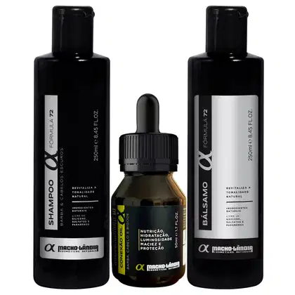 Imagem do produto Kit Macho-Lândia Para Barba Escura Shampoo + Bálsamo + Óleo (3 Produtos)