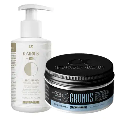 Imagem do produto Kit Macho-Lândia Cera Matte Light Cronos + Leave-in Kairos M:12/12