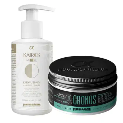 Imagem do produto Kit Macho-Lândia Cera Matte Moderate Cronos + Leave-in Kairos M:12/12