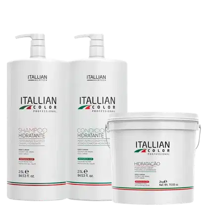 Imagem do produto Kit Itallian Color Profissional Lavatório Sh.2,5l+ Cond. 2.5l + Hidratação 2kg