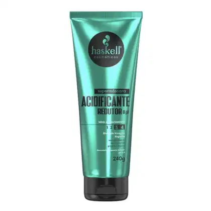 Tratamento capilar adicificante redutor de pH da marca Haskell. Acompanha uma escova mágica.