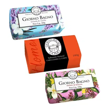 Imagem do produto Kit Giorno Bagno Lavanda, Benjoim e Uomo Laranja (3 produtos)