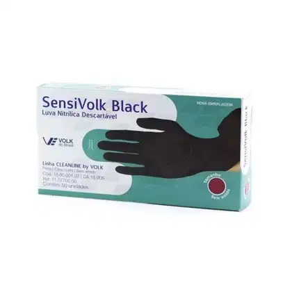 Imagem do produto Luva Nitrílica Volk Sensi Black c/50un Tam. M