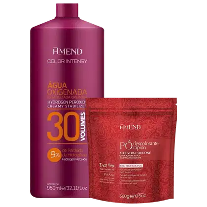 Imagem do produto Kit Amend Aloe Vera e Silicone Color Intensy - Pó Descolorante 300g + Água Oxigenada 30 Volumes 950ml