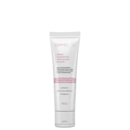O produto apresentado é um creme hidratante para a região pélvica da marca Dermosex, de 60g.
