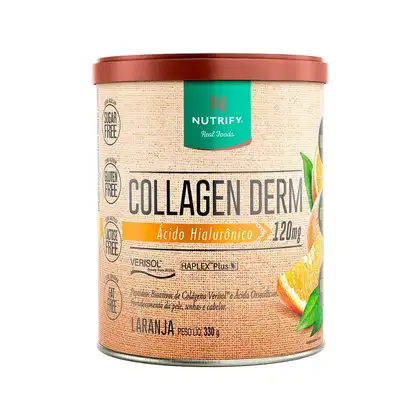 Suplemento Alimentar em Pó Nutrify Collagen Derm Ácido Hialurônico 120mg Laranja 330g.