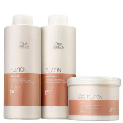 Shampoo, Condicionador e Máscara da linha Fusion de Wella Professionals