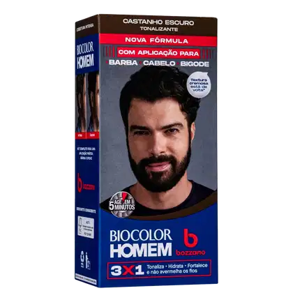Imagem do produto Bozzano Biocolor Homem 3x1 Castanho Escuro - Tonalizante Masculino