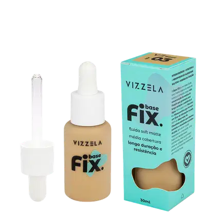 Base Líquida Vizzela Cosméticos Fix Cor 3, 30ml.