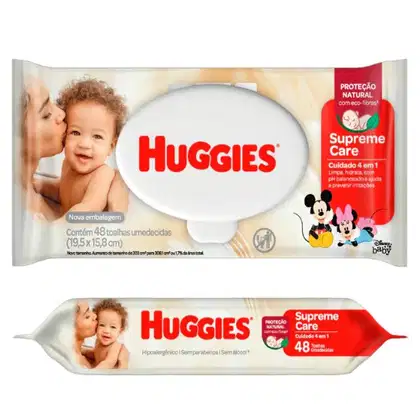 Imagem do produto LENÇO UMEDECIDO HUGGIES SUPREME CARE 48 UNIDADES