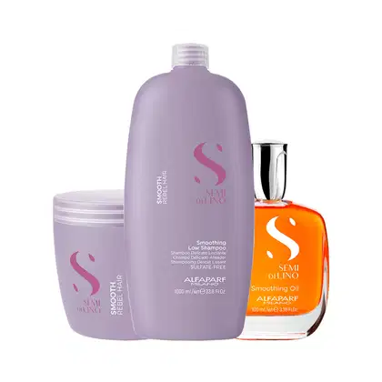 Imagem do produto Kit Alfaparf Semi Di Lino Smooth Rebel Hair Profissional (3 Produtos)