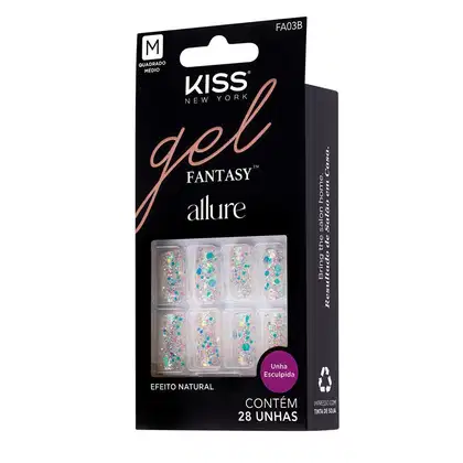 Imagem do produto Unha Decorada Quadrada Média Allure Fantasy Kiss New York