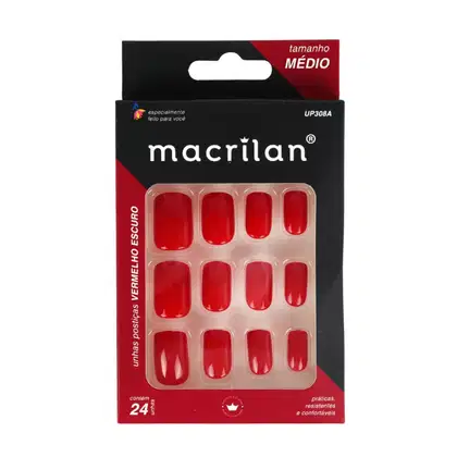 Imagem do produto Unha Postiça Macrilan Vermelho escuro