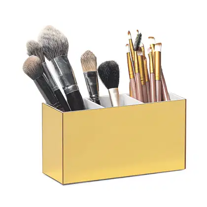 Imagem do produto Acrílico Store Dourado/Branco com 3 Divisórias - Porta Pincel