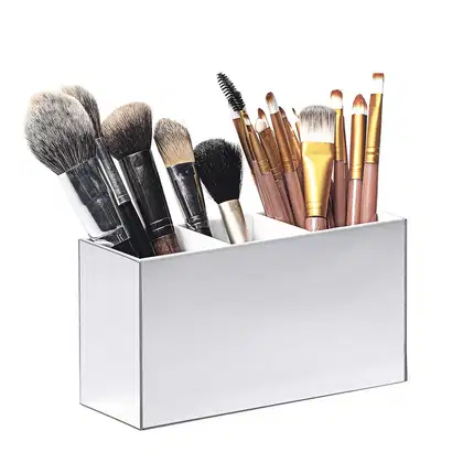 Imagem do produto Acrílico Store Prata/Branco com 3 Divisórias - Porta Pincel