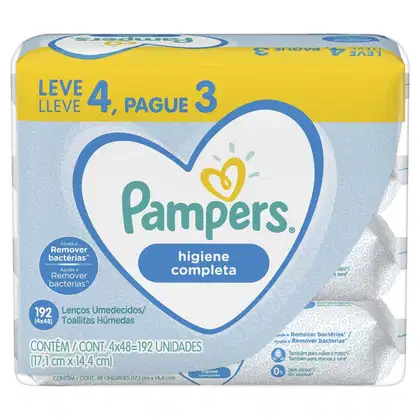 Imagem do produto Lenços Umedecidos Pampers Higiene Completa 192 Unidades