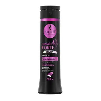 A imagem mostra o Shampoo Cavalo Forte Hidra da marca Haskell.