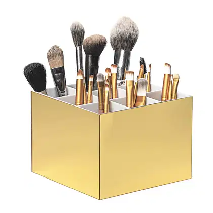 Imagem do produto Acrílico Store Dourado/Branco com 9 Divisórias - Porta Pincel