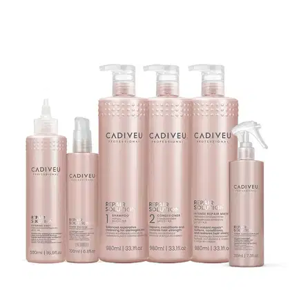 Imagem do produto Kit Cadiveu Repair Solution Shampoo Sem Sulfato Condicionador Máscara Shot  Proteina e Fluido Leave-in (6 produtos)