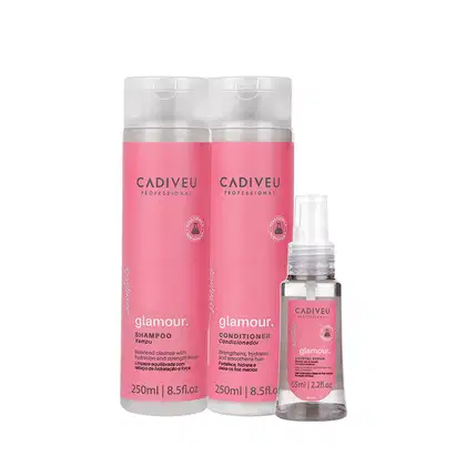 Imagem do produto Kit Cadiveu Profissional Essentials Glamour Shampoo Condicionador e Sérum (3 produtos)