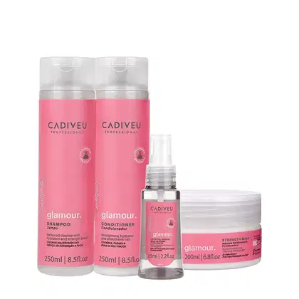 Imagem do produto Kit Cadiveu Profissional Essentials Glamour Shampoo Condicionador Sérum e Máscara (4 produtos)
