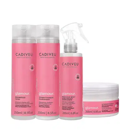 Imagem do produto Kit Cadiveu Profissional Essentials Glamour Shampoo Condicionador Máscara e Fluído (4 produtos)