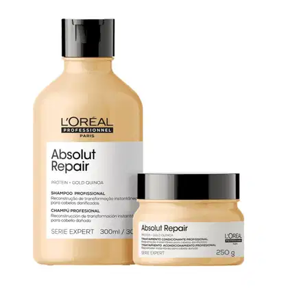 Kit L'Oréal Professionnel Serie Expert Absolut Repair Gold Quinoa + Protein Duo Basic, 2 produtos.