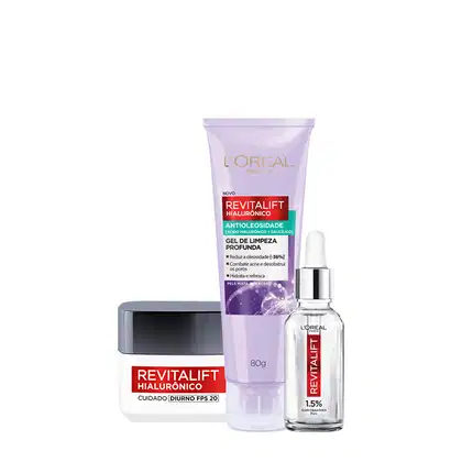 Imagem do produto Kit L'Oréal Paris Revitalift Gel De Limpeza  Anti-Idade FPS 20 e Sérum (3 produtos)