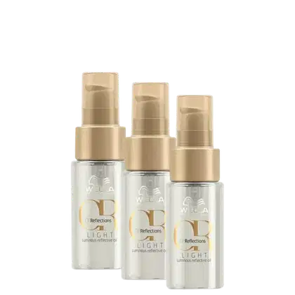 Kit de três unidades de óleo capilar Oil Reflections da marca Wella Professionals.