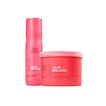 Kit com shampoo e máscara Invigo Color Brilliance da marca Wella Professionals.