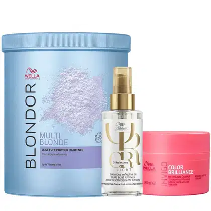 Imagem do produto Kit Wella Professionals Invigo Color Brilliance Blondor Oil Reflections Light Luminous (3 Produtos)