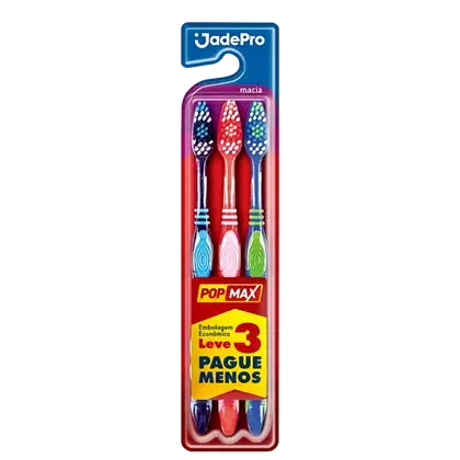 Imagem do produto Kit Jadepro Escovas de Dentes Popmax Macia Trio (3 Unidades)