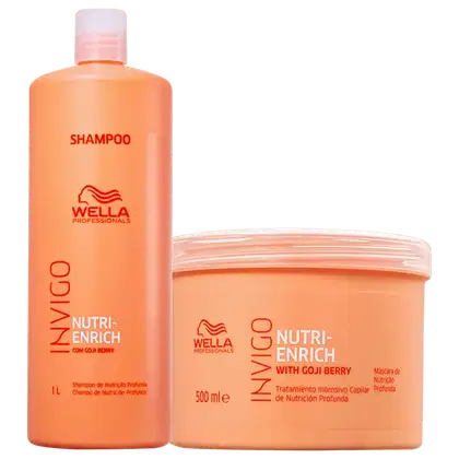 Kit com shampoo e máscara Invigo Nutri-Enrich de Wella Professionals.
