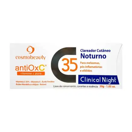Creme noturno Cosmobeauty, chamado "antiOxC vitamina C pura".