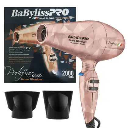 Secador de Cabelos Nano Titanium Porto Fino 6600 Vetro Rose da marca Babyliss Pro.