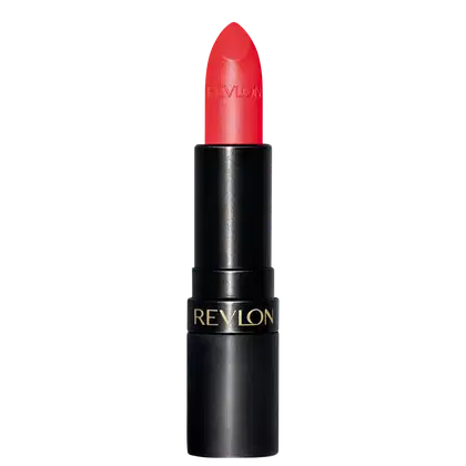 Batom em bala com embalagem toda preta e "Revlon" escrito em dourado.