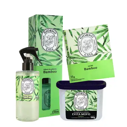 Imagem do produto Kit Giorno Casa Sentire Bene Bamboo Difusor Sachê Home Spray e Desumidificador (4 produtos)