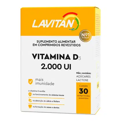 Suplemento de Vitamina D3 2000ui Imunidade com 30 comprimidos, da marca Lavitan