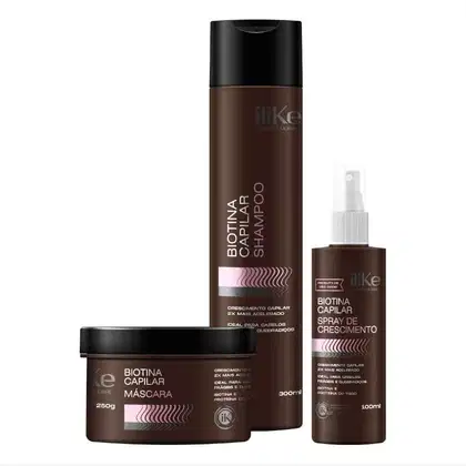 Kit iLike Professional Biotina Capilar Trio Care, 3 produtos.