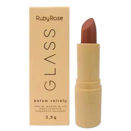 Batom em Bastão Ruby Rose Glass Velvety BG01, 3,5g.