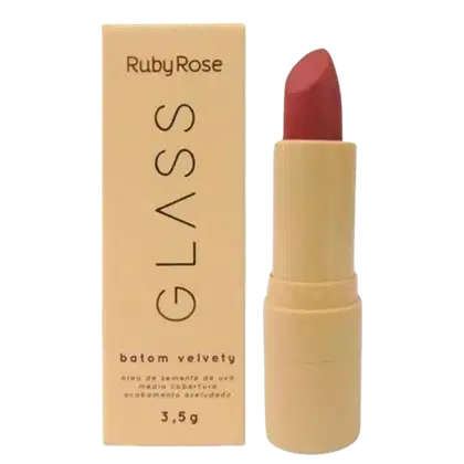 Batom em Bastão Ruby Rose Glass Velvety BG06, 3,5g.