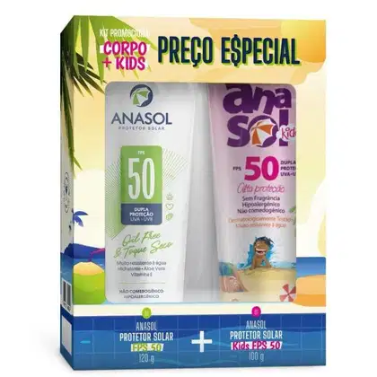 Imagem do produto Kit Anasol ( Protetor Solar FPS 50 120g + Protetor Solar Kids FPS 50 100g )