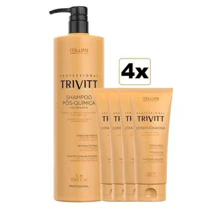 Imagem do produto Kit Trivitt Shampoo Profissional Pós Quimica com 4 Condicionador Hidratante 200ml